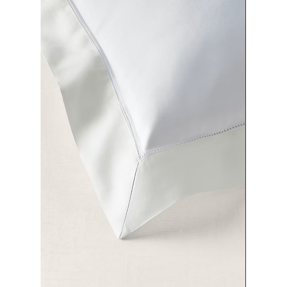 Organic Cotton Sateen Border Pillow Euro Sham - Parchment NWT - Picture 2 of 8